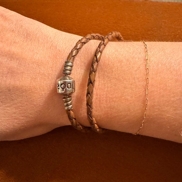 Pandora authentic Brown Leather Double Braided Bracelet 13.8” - Picture 4 of 6